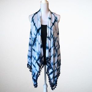 Knox Rose Tie-Dyed Fringe Duster Vest - Small